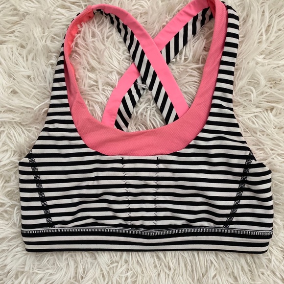 Lululemon Run Stuff Your Bra II size 4 Black White - Picture 2 of 5